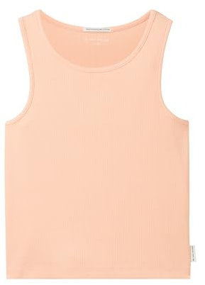 TOM TAILOR Mädchen Kinder Cropped Basic Top mit Rippstruktur , sunny peach, 164