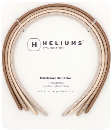 Heliums Dünne Stirnbänder für Frauen – 8 mm dünne Haarbänder für Mädchen, 4 Stück, vermischt sich mit der Haarfarbe (Dunkelblond, Sandfarben, Beige und Aschblond)