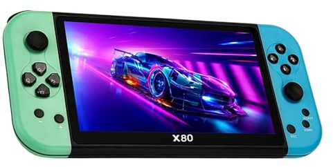 Nuziku X80 Handheld Games Consoles,7-inch Retro Game Console Built in 20000 for 10 Simulators,Support 128GB TF Card Extension,Multifunctional Consoles Kids,(Z3N3P77Q0Z4260ZE3M2UP)