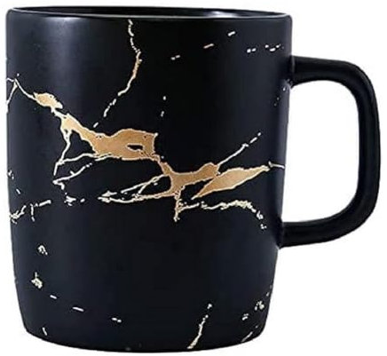VollfitYYu Marmor Keramiktasse 370ml Kaffeetasse Kaffeebecher Porzellan Teetasse Kakaobecher Milchbecher Espressotasse Büro Trinkbecher für Geburtstage Valentinstag Muttertag Hochzeit (Schwarz)
