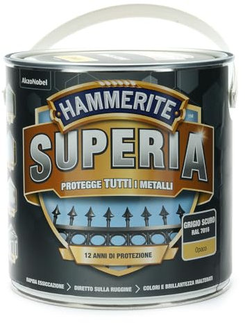 Hammerite Superia Vernis métal antirouille intérieur et extérieur mat gris foncé 250 ml