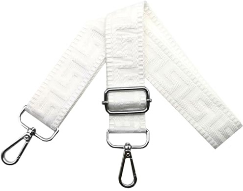 Schultergurt für Tasche Taschengurte zum Wechseln, Verstellbar Taschengurt Breit 3.8cm mit Silber Karabiner - Taschenband Schulterriemen Tragegurt für Handtaschen Damen, Rein weiß, K24