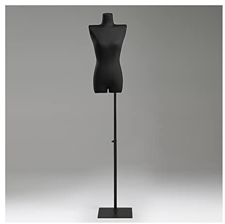 LULUMAIC Schneiderpuppen-Körper, mechanischer Arm aus massivem Holz, weiblicher Schaufensterpuppen-Büste-Torso, Schaufenster-Einkaufszentrum, Damen-Schaufensterpuppen, Schwarz, 1