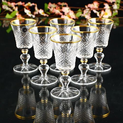 golden pet Lot de 6 verres à shot à tequila (50 ml) – Verres de dégustation – Petits verres à shot à expresso – Petit verre pour vodka, whisky, espressos, spiritueux et alcools (de Luxury Vision Gold)