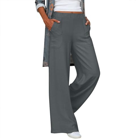 Pantalones cómodos Informales de Pierna Ancha para Mujer Pantalón Ancho Mujer Pantalon Vaquero Mujer (GY2, L)