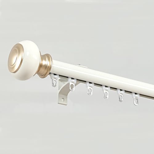 Gardinenstange Schiene bis 400cm Länge Vorhangstange für Schiebevorhang 1-läufige Aluminium Vorhangschiene für Wohnzimmer Schlafzimmer Balcon Wandmontage(Weiß,340 cm)