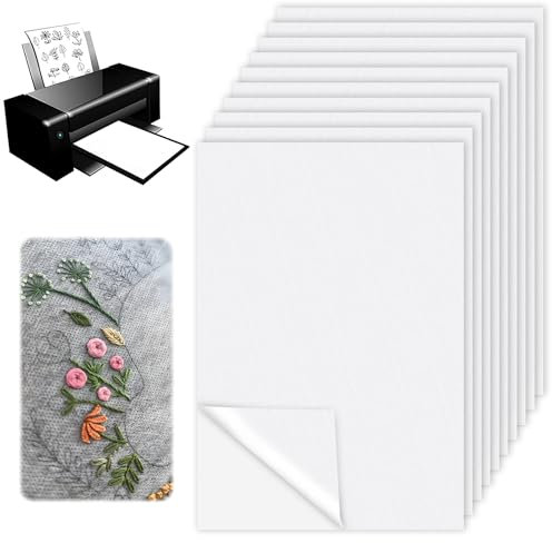 10pcs Stickvlies Wasserlöslich Selbstklebend A5 (14,8x21cm), Stickvorlagen Wasserlöslich, Wasserlösliches Stickvlies, Handbemalen Und Besticken, Wasserlöslicher Stabilisator Für Stickereiprojekte