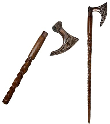 NautiKraft Verstellbarer faltbarer Gehstock, 94 cm, graviertes Holz, Messing-Hammergriff, 3-fach gefaltet, rutschfeste Spitze, Gehstock für Senioren, Männer, Frauen, Geschenk, Silvester, Vintage-Stick