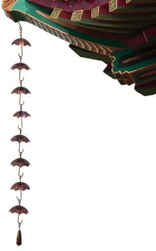 100cm Metall Schirmform Regenwasserkette, Regenkette Ablaufkette, Dachrinnenkette Regenablaufkette, Regenkette Für Dachrinnen, Retro Regenschirm Metall Dekorative Regenkette, Einfache Installation