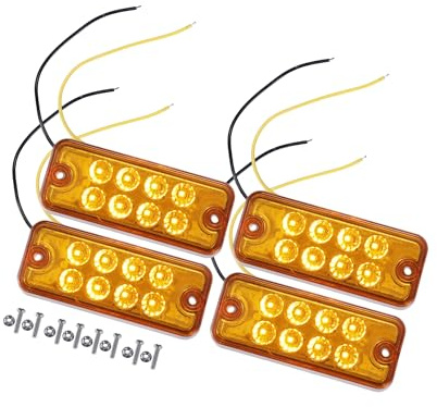 Hihaha Front Rear Side Marker Light 8 LED 3.94 for Truck Amber (Set of 4) Durable Material