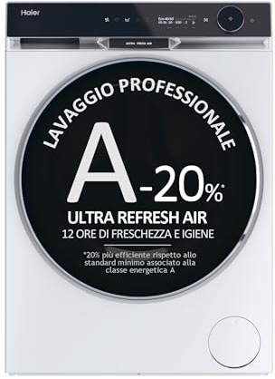 Haier X Serie 11, Lavatrice a carica frontale 10 KG, Libera Installazione, Classe A-20%, 1400 giri, Vapore, 16 programmi, Intelligenza Artificiale, Capacità XXL, 85x60x61 cm, Bianca - HW100-BD14397U1S