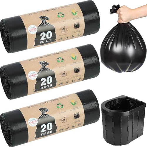 YADOBIG 60 Stück Toilettenbeutel, Beutel für Campingtoiletten, Camping Wasserdichte Trenntoilette Zubehör, für Mobile Toiletten, Wandern, Reisen