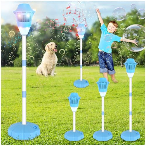 Audasi Standing Bubble Machine Lamp, Rechargeable Bubble Machine with Lights & Music 47inch Adjustable Height up Bubble Torch Garden Lamp Bubble Maker Machines for Wedding Party Outdoor