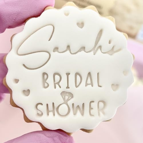 Customised Fondant Stamp Embosser, fits M&S Butter Biscuits Cookies Personalised to Any Name Hen do Party Bridal Shower Bride to be Wedding Marks and Spencers with Free Cutter