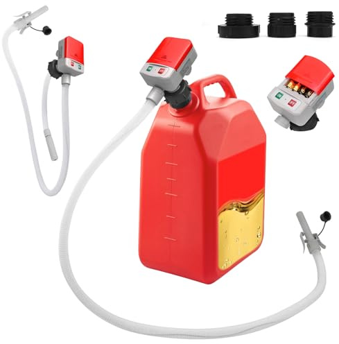 Bomba de Trasiego de Combustible con Sensor de Parada Automática, Opaltool Bomba de Combustible Eléctrica Portátil de 2,4 GPM con Adaptador de 3 Tamaños para Gasolina, Diesel, Aceite