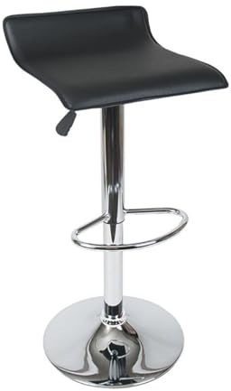 Acomoda Textil – Taburete Acolchado con Altura Ajustable y Soporte Estable para Cocina o Barra. Asiento Giratorio con Reposapiés Comodo de Diseño Elegante y Funcional para Hogar o Negocio. (Negro)