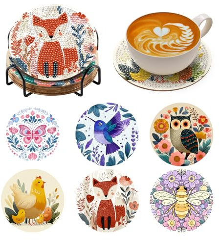 BNG Tiere Diamond Painting Untersetzer Mit Halter 6 Stück | DIY Bastel Untersetzer für Erwachsene, Kunstmalerei Sets für Frauen, Anfänger, Diamant Bastelzubehör