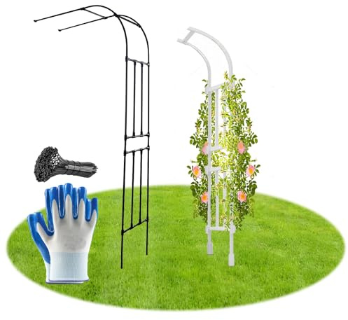 Demi arche murale en métal pour jardin, support de glycine, treillis de plantes grimpantes, pergola extérieure, demi-arc, décoration de mariage (noir, 0,6 m x 2 m)