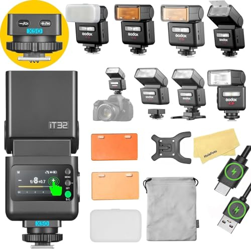 GODOX iT32 2.4G TTL Kamerablitzgerät mit Magnetischem X5 O X5O TTL-Funkauslöser für Olympus Panasonic Kamerablitze Speedlite,7,4V/900mAh Lithium-Akku,1,5s Blitzladezeit,510 Blitze bei Voller Leistung