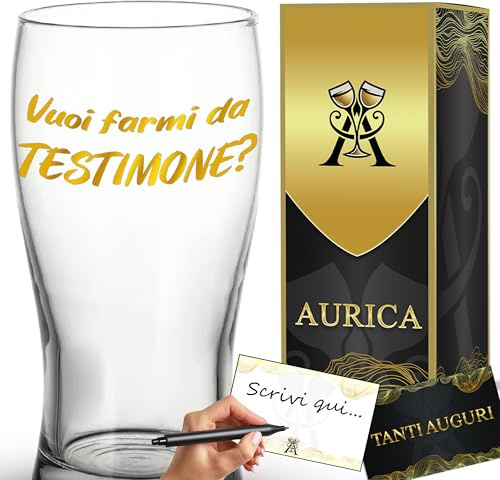 Aurìca “Vuoi Farmi Da Testimone?” Bicchiere Da Birra Personalizzato - Un Regalo Originale Per Chiedere Alla Persona Speciale Di Diventare Il Testimone Del Tuo Matrimonio