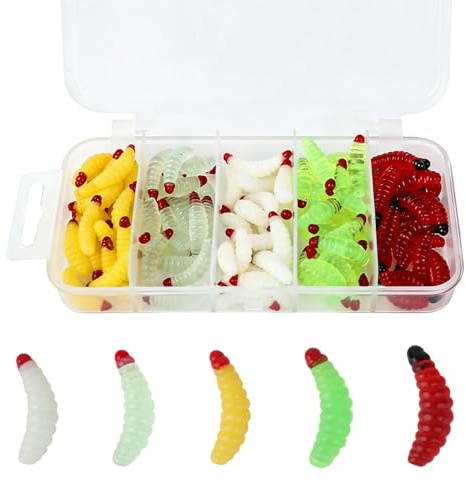 100 Angelköder Forellenköder, weiche PVC-Madenwurmköder, Fisch Köder | Kunstköder Angeln Köder,Künstliche Fischköderwürmer,Angelködern,Künstliche Würmer BrotwürmerForellenangel Angler Zubehör