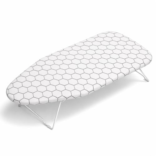 Tabla de Planchar Plegable de Sobremesa 70x30cm | Mesa de Planchar pequeña | Se Cuelga y Ahorra Espacio | Superficie Acolchada Antideslizante | Ideal para Hogar, Lavadero y Viaje
