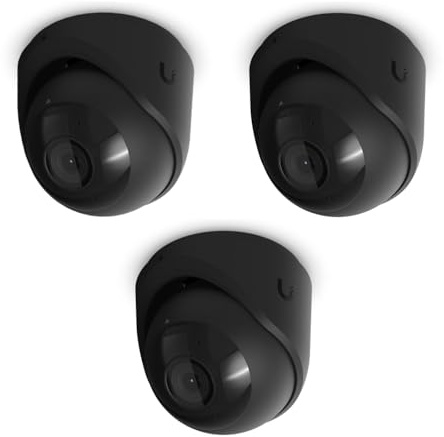 Ubiquiti UVC-G6-TURRET-B 4K 8MP Telecamera IP Bundle 3 Pezzi – Turret Esterno IP66 PoE, Visione Notturna 30m, AI Persone e Veicoli, 3864x2160 UHD, Sistema Videosorveglianza Professionale Nero