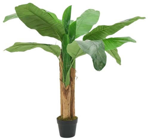 Mokuyary Konstgjord bananträd 9 blad 120 cm grön, konstgjord falsk växt för vardagsrum, badrum, sovrum, balkong, golv, veranda dekoration