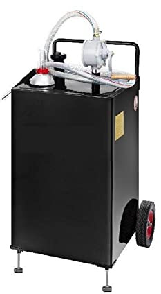 Carrito de gasolina de 30 galones, tanque de almacenamiento de combustible con ruedas, carrito de combustible portátil con bomba de transferencia manual for automóviles, vehículos todo terreno, barcos