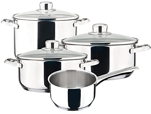 Magefesa - Dux batería de cocina, 7 piezas, fabricada en acero inoxidable 18/10, compatible con todo tipo de fuego, inducción, fácil limpieza y apta lavavajillas