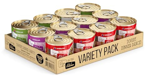 Weruva Dogs in the Kitchen, Variety Pack, Doggie Dinner Dance!, Wet Dog Food, 10oz Cans (Pack of 12)