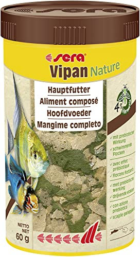 sera Vipan Fischfutter Aquarium Flocken 250ml (60g) | Fischfutter für an der Wasseroberfläche fressende Zierfische | Ohne Farb- und Konservierungsstoffe | Für gesundes Wachstum & kräftige Entwicklung