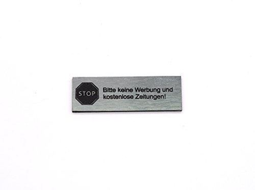 Bitte keine Werbung kostenlose Zeitungen Briefkasten Schild | Türschild Selbstklebend | Aluminium Edelstahlschilder-Optik | STOP Zeichen (Bitte keine Werbung und kostenlose Zeitungen!)
