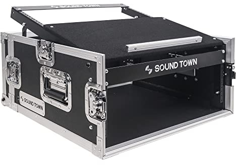 Sound Town 4U PA DJ Pro Audio Rack/Road ATA Case with 11U Slant Mixer Top, 20.2’ Rackable Depth, 4 Space Size - Pro Tour Grade (STMR-4U)