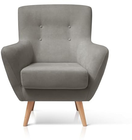 SUENOSZZZ-ESPECIALISTAS DEL DESCANSO Butaca nórdica Izan de una Plaza, sillón tapizado en Tela Antimanchas Color Gris