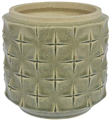 MY SWANKY HOME Mid Century Modern Star Cachepot | 7 Gray Green Vase Ceramic Round Retro