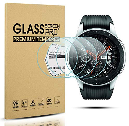 Diruite 4-Pack for Samsung Galaxy Watch 46mm/ Gear S3 Tempered Glass Screen Protector, Prefectly Fit, Anti-Scratch, No-Bubble