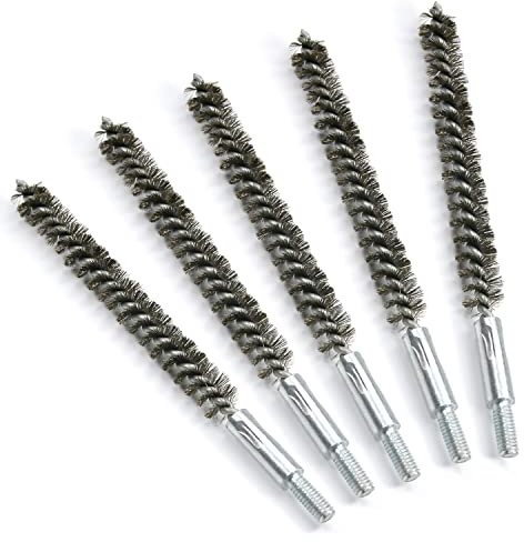 Utoolmart Stainless Steel Wire Tube Cleaning Brush, Round Chimney Cleaning Brush, M6 Threaded Interface Cleaning Brush, 12mm Diameter 150mm Length, 5pcs