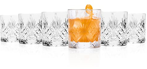 RCR Crystal Melodia Short Whisky Water Tumblers Glasses, 230 ml, Set of 12, Dishwasher Safe, Great for Entertaining