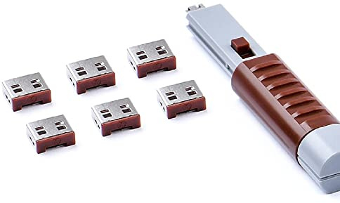 SmartKeeper ESSENTIAL / 6 x USB A-Port Blockers mit 1 x Lock Key Basic / Braun