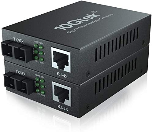 10Gtek [2 Stück] Gigabit Ethernet Medienkonverter, mit Built-in 1Gb Multi-Mode SC Transceiver, Multi-Mode Dual SC Faser Connector, 850nm, 550-Meter