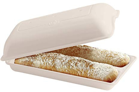 Emile Henry EH509502 Moule à pain Ciabatta, céramique, blanc Lin