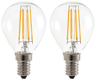 Garza - Pack de 2 Bombillas de Filamento LED Esférica G45, 4W (equivalente a 40W de incandescencia), Luz fría 5000K, Casquillo fino E14, 470 lm