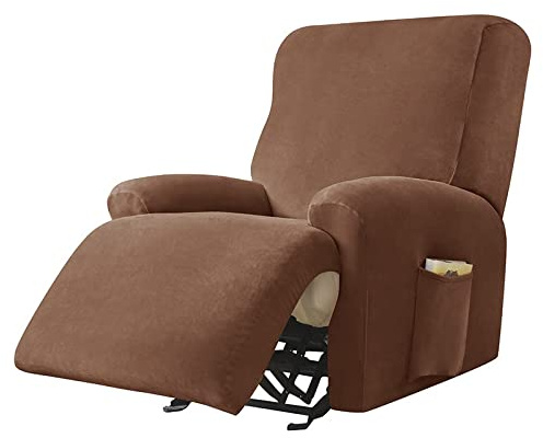 RTSFKFS 4-Stück Samt Ruhesessel Bezüge Sesselschoner RelaxSessel Sofa Abdeckung Sofaüberwurf 1 Sitzer Sessel-Überwürfe Stretchhusse Komplett Antirutsch Bezug Für Fernsehsessel (Color : Color-13)