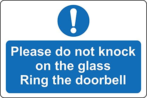 Please do not knock on the glass Ring the doorbell Sign - Self adhesive sticker (200mm x 150mm)