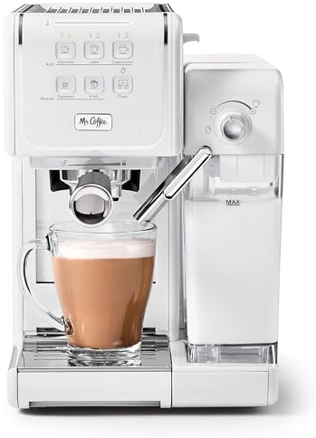 Mr. Coffee One-Touch CoffeeHouse - Espresso, Cappuccino, and Latte Maker, with Easy Serving Espresso (ESE) Pod compatibility - White