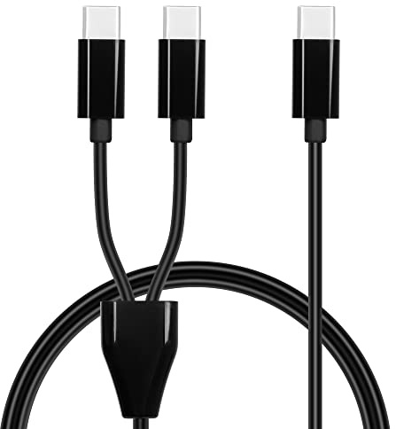 GELRHONR 2-in-1-USB-C-Multi-Ladekabel,USB-C zu Doppel Typ-C Y Splitter C Kabel 1M/3.28FT,mit Mobilgeräten/Android und mehr (Black)