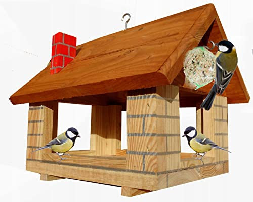 Vogelhaus Futterhaus zum Stellen oder Aufhangen B-360mm L-260mm H-260mm Impragniertes Holz