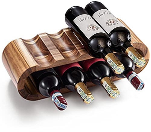Étagère à vin en bois d'acacia, 2 étages et 8 bouteilles, support pour bouteille de vin en acacia, rangement de vin sur pied, affichage pour décoration d'intérieur, cadeaux de vin, bar de table, pas