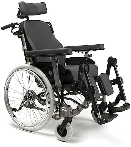 FabaCare Multifunktionsrollstuhl INOVYS II mit Trommelbremse, Pflegerollstuhl, Transportrollstuhl, Rollstuhl, höhenverstellbar, neigbar, tiefenverstellbar, Liegefunktion, Sitzbreite 40 cm